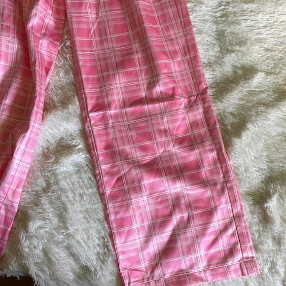 Y2K 90s Pink Plaid High Waisted Trousers - Picture 2 of 4
